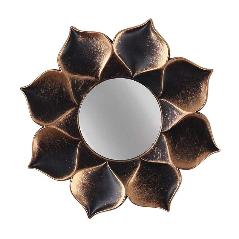 Art Street Art Street Lotus Petal Sunburst Design Decorative Wall Mirror, Home Decor for Living Room Decoration (Size - 10x10 inch, Brown)  - Image 4