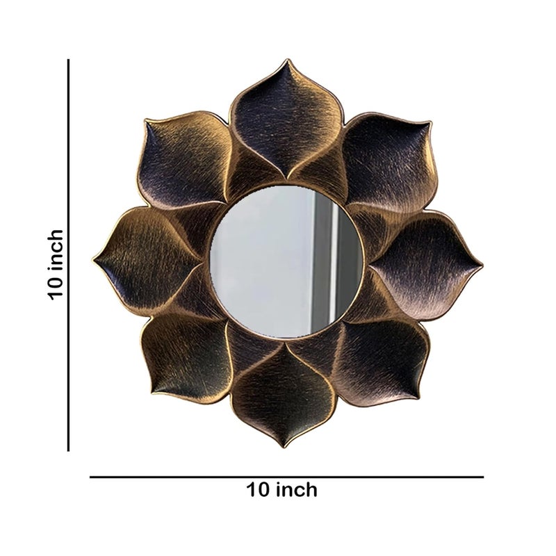 Art Street Art Street Lotus Petal Sunburst Design Decorative Wall Mirror, Home Decor for Living Room Decoration (Size - 10x10 inch, Brown)  - Image 3