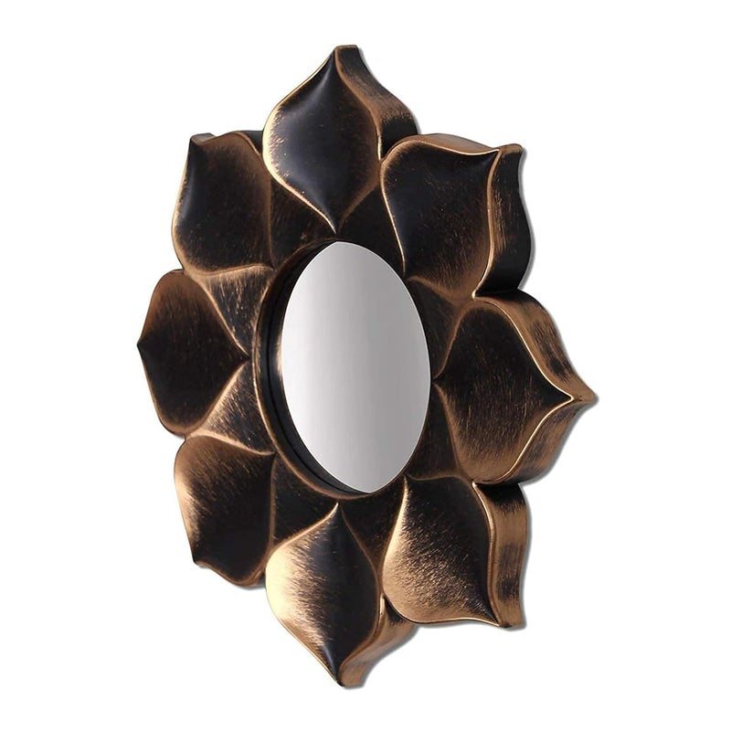 Art Street Art Street Lotus Petal Sunburst Design Decorative Wall Mirror, Home Decor for Living Room Decoration (Size - 10x10 inch, Brown)  - Image 2