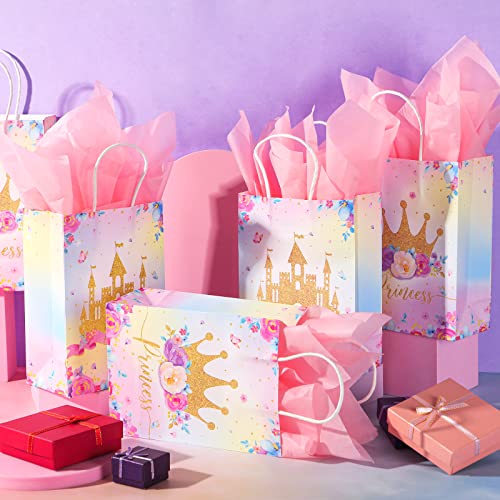 Nezyo 16 Pcs Princess Prince Party Favor Bags Prince Princess Goodie Gift Candy Bags for Birthday Baby Shower Party Favors (Pink Crown and Castle) - Image 5