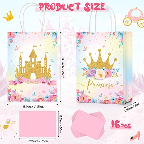 Nezyo 16 Pcs Princess Prince Party Favor Bags Prince Princess Goodie Gift Candy Bags for Birthday Baby Shower Party Favors (Pink Crown and Castle) - Image 2