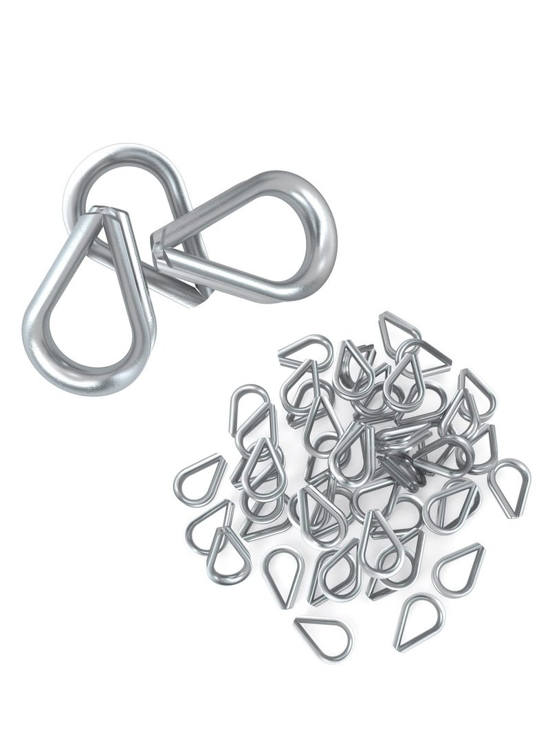 M3 Stainless Steel Wire Rope Thimbles, 50PCS M3 Stainless Steel Wire Rope Cable Clip Clamp, Aluminum Crimping Loop Sleeve for 1/8 Inch Wire Rope Cable - Image 1