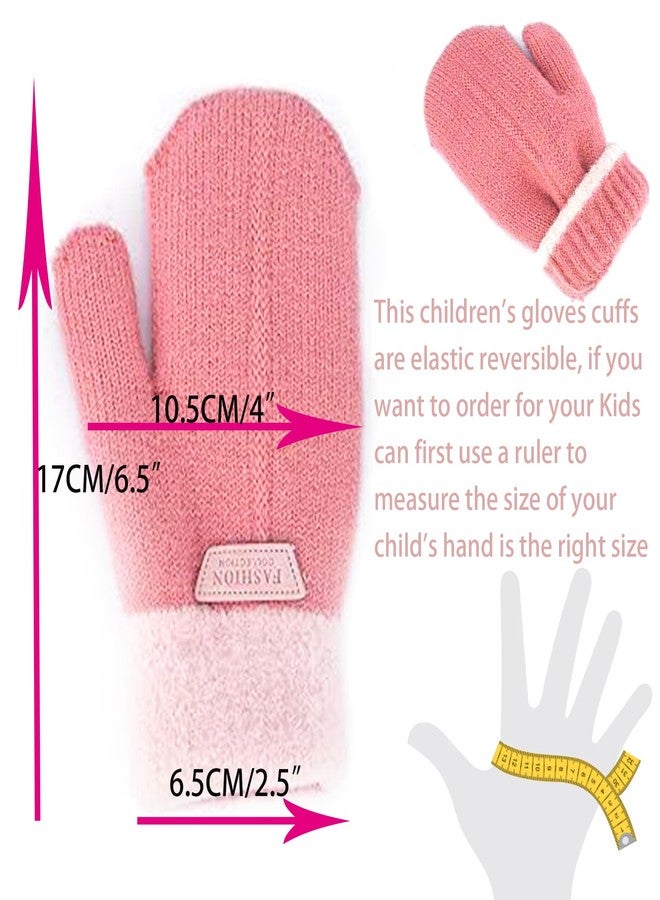 UTOWO Kids Winter Mittens Boys Stretch Knitted Mittens Girls Double Layer Thick Warm Outdoor Gloves for 3-7Y - Image 5