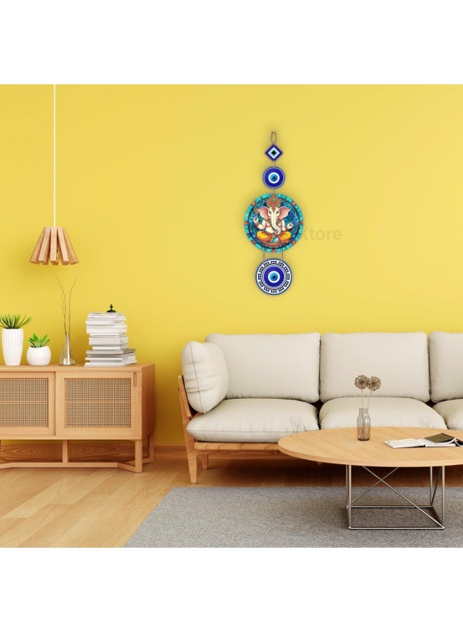 اكستور Xtore Decorative Wall Art MDF Wooden Hanger for Living Room | Bedroom | Office | Kitchen | Evil Eye | Nazar Raksha |Home Decor - Pack of 1 - Image 2