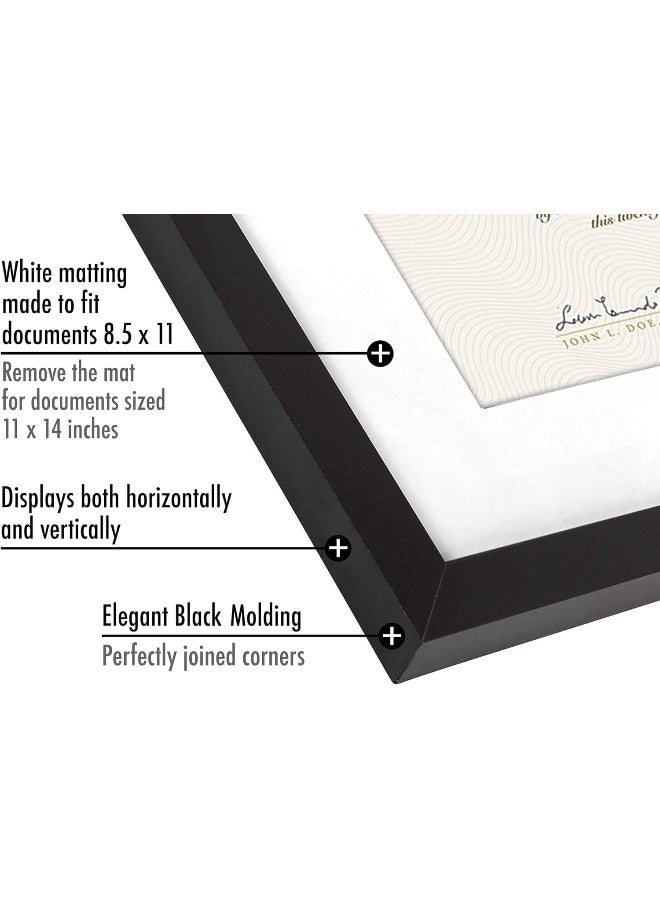 Americanflat 11x14 Diploma Frame with ShatterResistant Glass Use as 85x11 Frame with Mat or Display 11x14 Documents Without Mat Legacy Collection Certificate Frames for Wall Display Black - Image 2