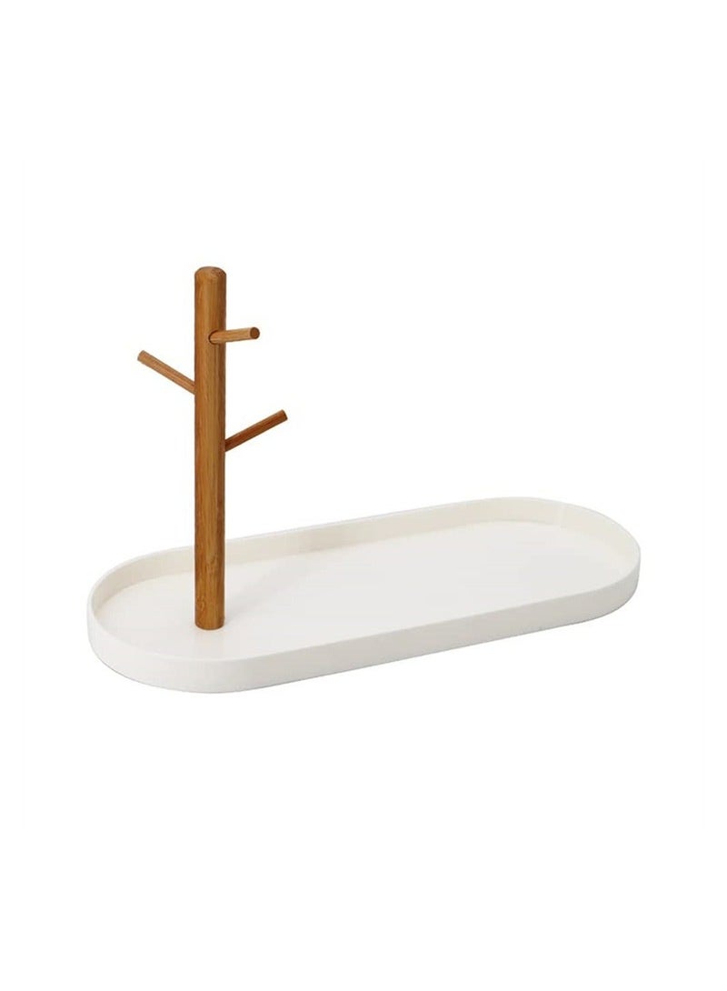 Captaintech Key Tray, Jewelry Tray with Wood 3-Tier Hanging Organizer, Multi-Functional Entryway Tray, Key Bowl, Valet Tray, Ring Holder, Jewelry Dish Organizer, Wooden Storage Rack - Image 1