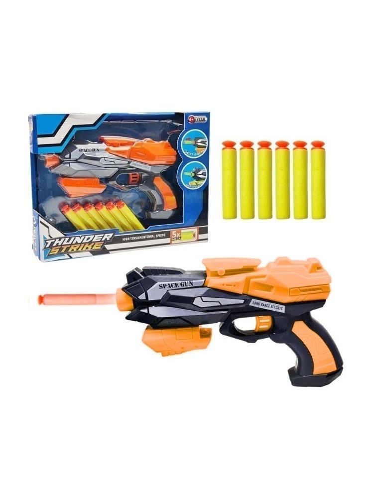 THUNDER Blaster Gun with 6 Soft Bullets Orange/Green - Image 2