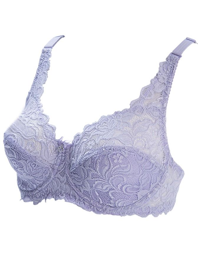 Solid Color Ultra Thin Large Size Lace Bra Women's Underwear Purple