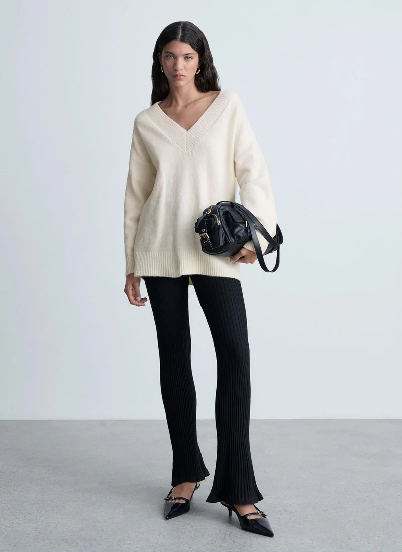 MANGO Oversized V Neck Sweater