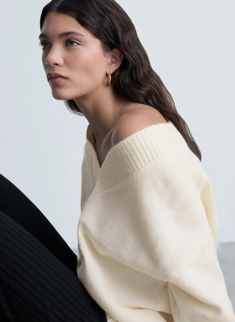 MANGO Oversized V Neck Sweater
