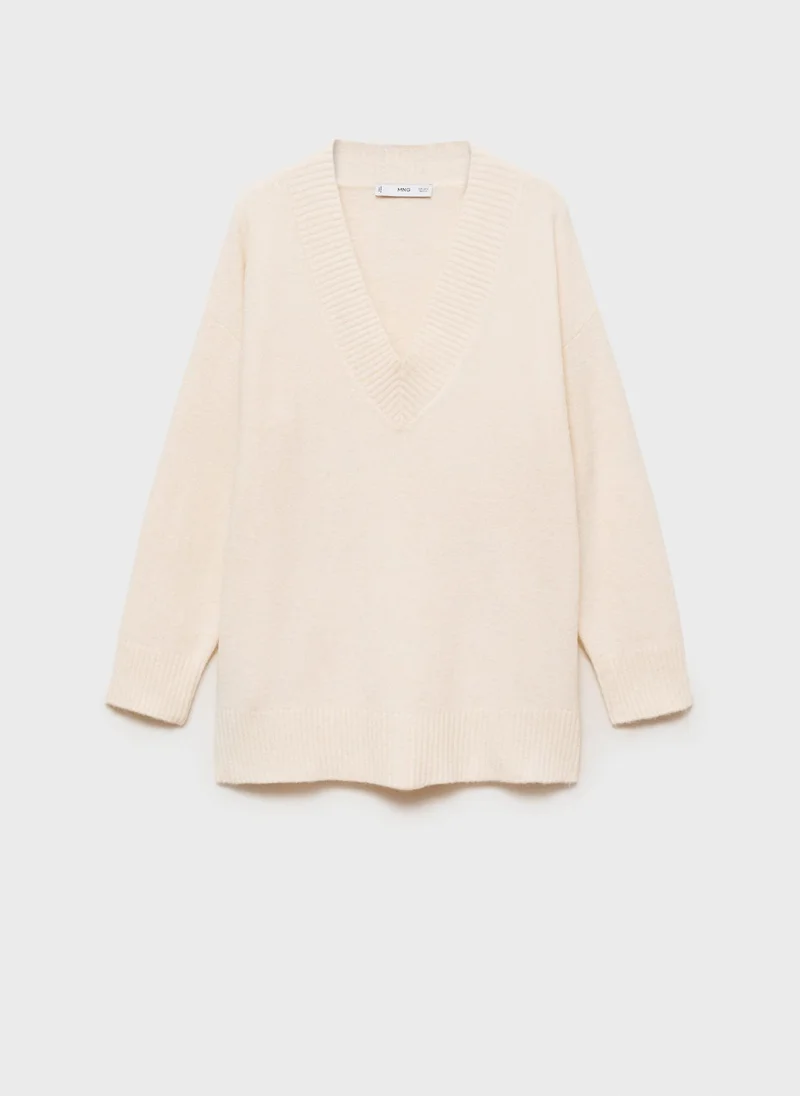 MANGO Oversized V Neck Sweater