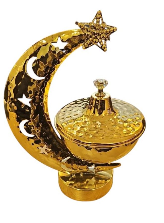 Ramadan Crescent Metal Date Serving Dish – Decorative Gold Moon Shaped Bowl for Iftar Suhoor Home Decoration - Image 2
