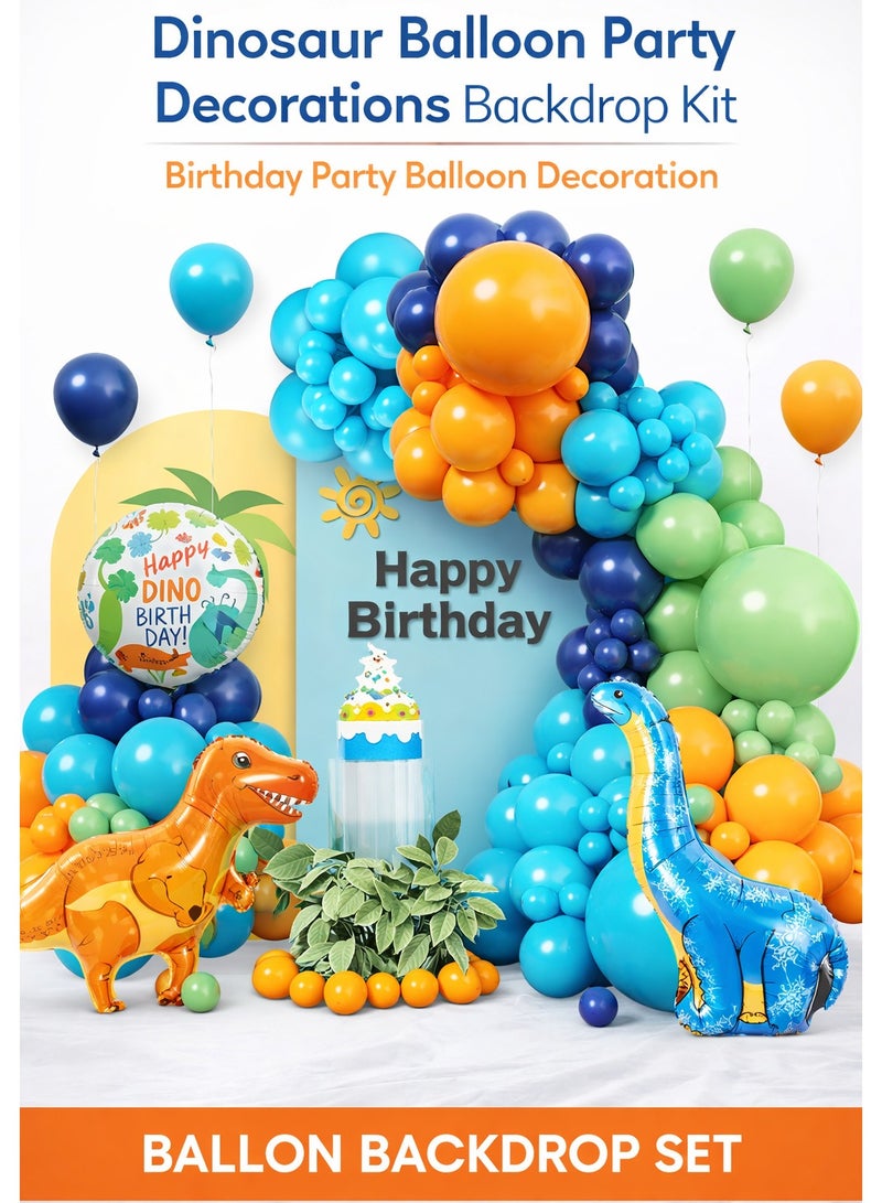 Dinosaur Balloon Garland Arch Kit,Sage Green Blue and Orange Jungle Themed Balloons for Boys Girls Safari Dinosaur Birthday Baby Shower Party Decorations - Image 1