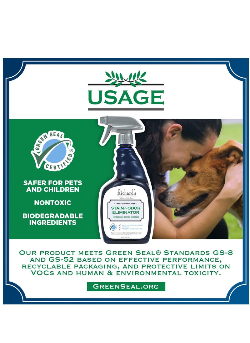 SynergyLabs Richard Organic'S Carpet & Upholstery Stain Remover & Deodorizer 946Ml  - Image 2
