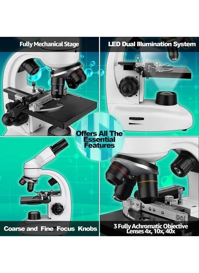 SVBONY SV605 Compound Binocular Microscope 80X-1600X,Two-Layer Mechanical Stage Microscope, Microscope for Adults Teens Students, Microscopes with Science Kits, Dual LED Illumination  - Image 3
