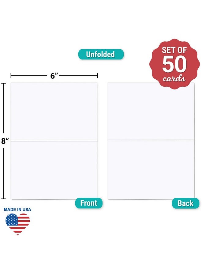 321Done - 4X6 Blank White Folding Cards (Set Of 50) 8X6 Folds To 4X6 Thick Heavy Plain White Cards To Make Your Own Greeting Note Invitation Index Cards No Envelopes Made In The Usa - Image 1