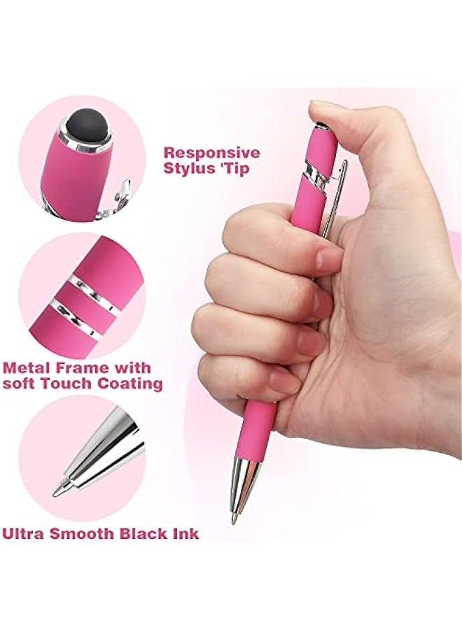 8 Pack Ballpoint Pen 2-in-1 Stylus Retractable Ballpoint Pen with Stylus tip, Metal Stylus Pen for Touch Screens, 1.0 mm Black Ink(Mixed Color) - Image 2
