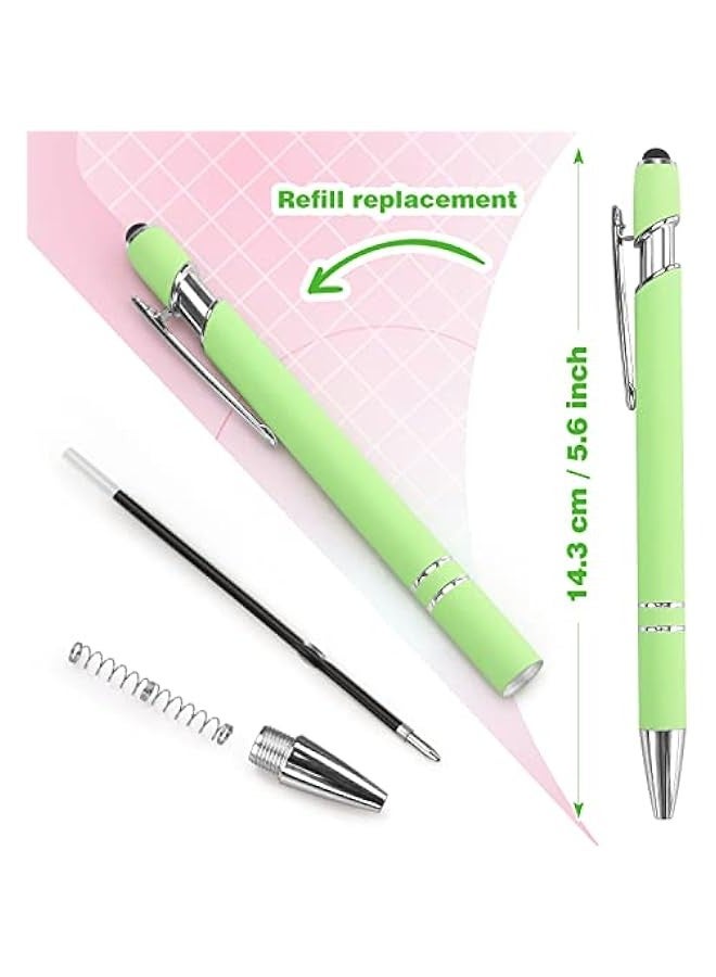8 Pack Ballpoint Pen 2-in-1 Stylus Retractable Ballpoint Pen with Stylus tip, Metal Stylus Pen for Touch Screens, 1.0 mm Black Ink(Mixed Color) - Image 3