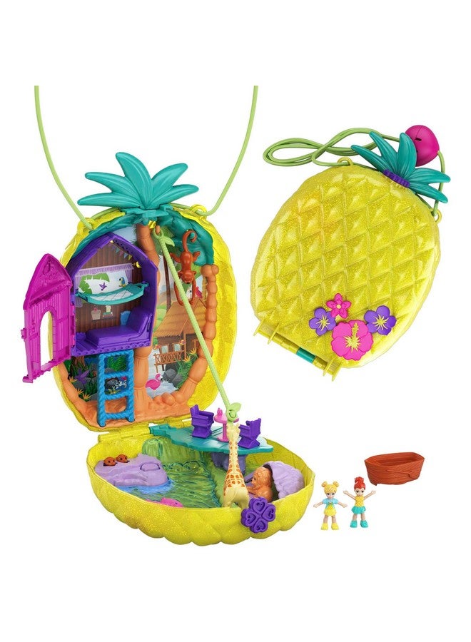 Polly Pocket Polly Pocket Dolls & Accessories, 2-in-1 Travel Toy, Pineapple Purse Playset with Micro Polly & Lila Dolls  - Image 1