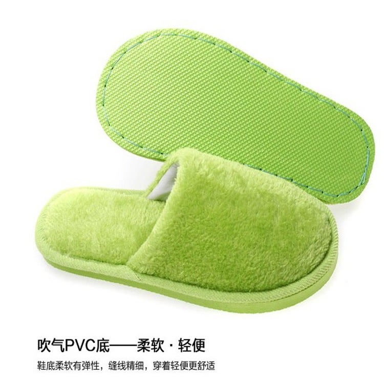 Winter Couple Plush Warm Home Slippers Cotton EVA green female  - Image 1