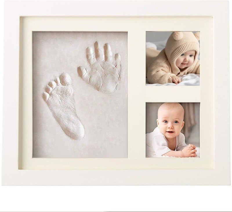 BABIES BLOOM Baby Handprint and Footprint Keepsake Frame for Newborn Baby, Gifts New Mom, Baby Shower Gifts, Baby Milestone Picture Frames (White/White) - Image 1