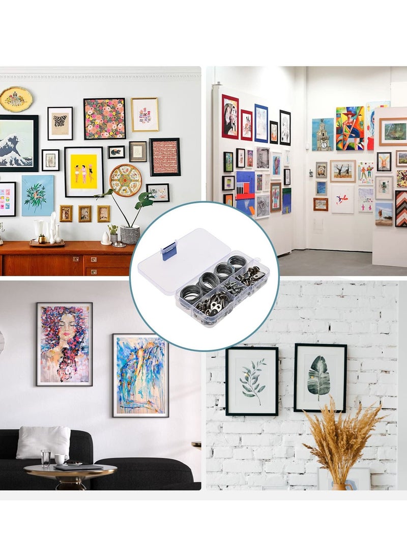 SYOSI Picture Hanging Kit, 40 Pcs D Ring Picture Hooks with Screws, 4 Rolls of 10ft Picture Hanging Wire, and 40 Pcs Aluminum Sleeves for Hanging Painting Photos (124 Pcs) - Image 2