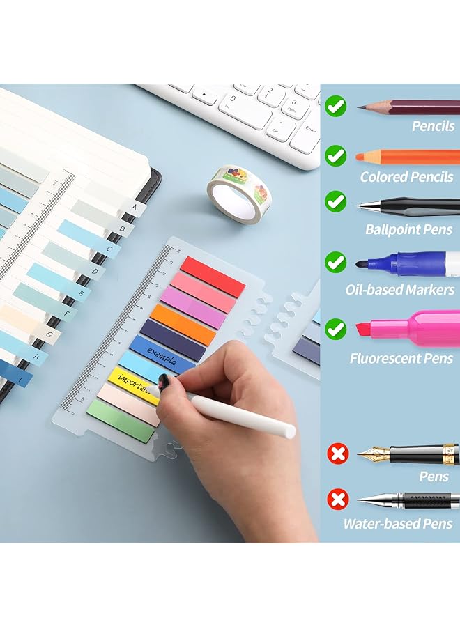 erorex Sticky Tabs For Annotating Books Clear Sticky Notes For Binders Page Markers For Notebooks Multi Colored Writable And Repositionable Book Flags Strip Index Tabs 2000Pcs  - Image 3
