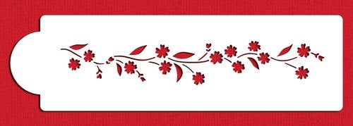 Designer Stencils C548 Forget Me Not Cake Stencil Side Beigesemitransparent - Image 2
