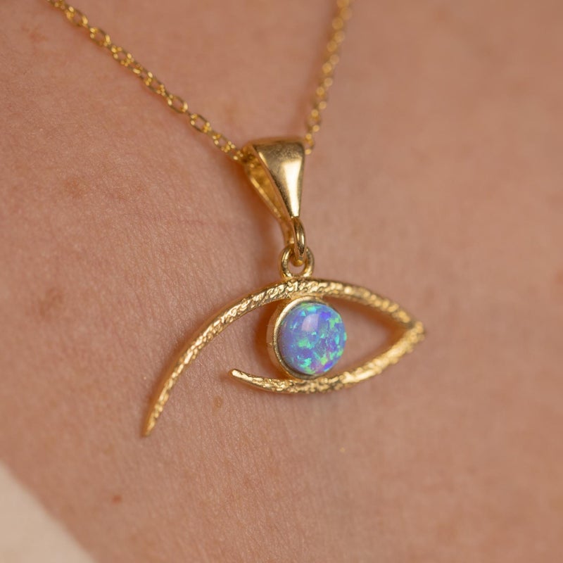 WU Ins New Devil Eye Starburst Shining Opal Pendant Hollow Carved Necklace for Men and Women - Image 1