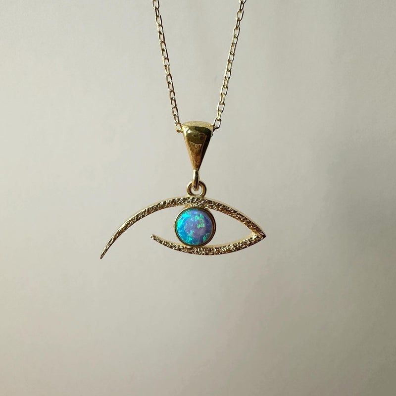 WU Ins New Devil Eye Starburst Shining Opal Pendant Hollow Carved Necklace for Men and Women - Image 5