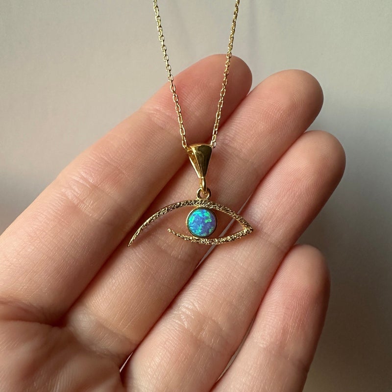 WU Ins New Devil Eye Starburst Shining Opal Pendant Hollow Carved Necklace for Men and Women - Image 3