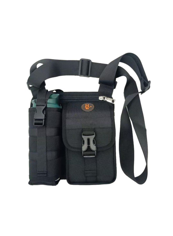 Shoulder Crossbody Men's Bag Casual Walking Cup Bag Outdoor Travel Small Backpack Wear-resistant Waterproof Practical Satchel-Color:Black - Image 1