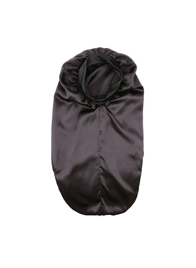 greatremy Geatremy Braids Long Silky Satin Bonnet Double Layer Sleep Satin Cap Bonnet for Curly, Long Hair Sleeping Bonnet for Kids Girls Black  - Image 2
