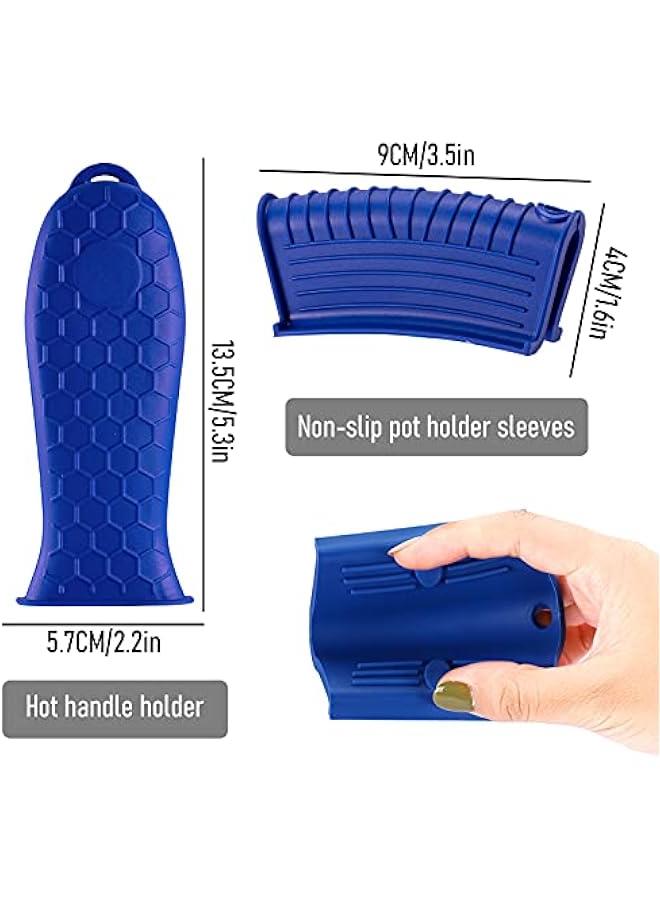 Silicone Hot Handle Holder,Heat Resistant Holders Sleeve,Washable Reusable Rubber Non-Slip Pot Assist Handles Cover for Cast Iron Skillet,Frying Pans,Griddles,Metal Pan Cookware,4PCS,Blue - Image 2