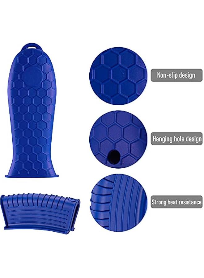 Silicone Hot Handle Holder,Heat Resistant Holders Sleeve,Washable Reusable Rubber Non-Slip Pot Assist Handles Cover for Cast Iron Skillet,Frying Pans,Griddles,Metal Pan Cookware,4PCS,Blue - Image 3