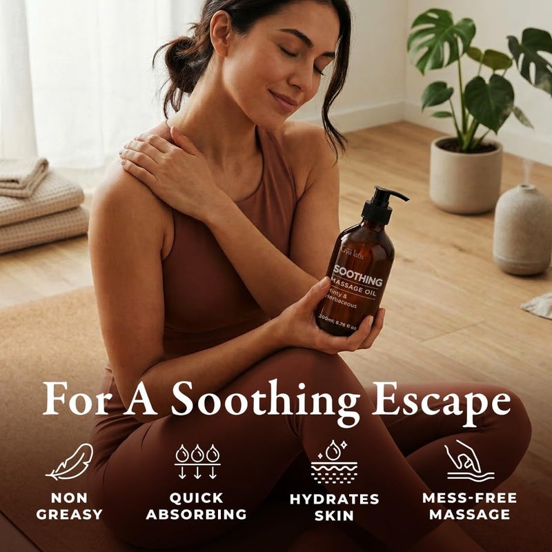 Soothing Massage Oil for Massage Therapy - Spa Quality Warming Massage Oil - Infused with Peppermint & Cinnamon for Full Body Oil Massage (6.76 fl oz) - Image 2