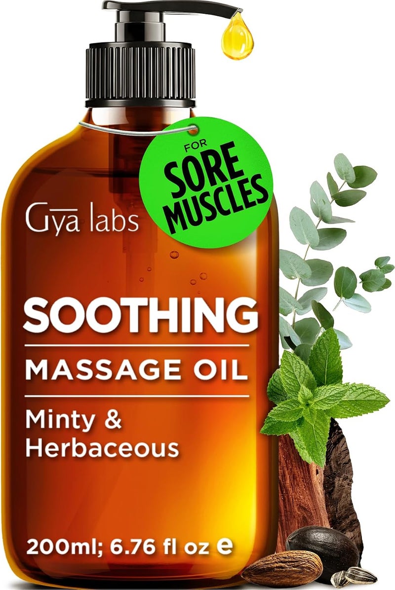 Soothing Massage Oil for Massage Therapy - Spa Quality Warming Massage Oil - Infused with Peppermint & Cinnamon for Full Body Oil Massage (6.76 fl oz) - Image 1