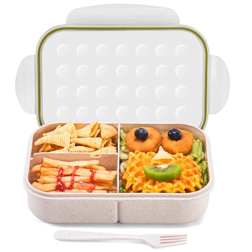 MISS BIG Bento Box for Kids,Leak Proof,Mom’s Choice Kids Lunch Box, No BPAs and No Chemical Dyes,Microwave and Dishwasher Safe Lunch Containers(White) - Image 1