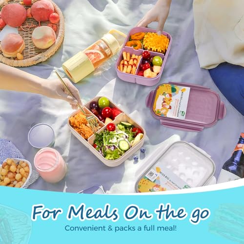MISS BIG Bento Box for Kids,Leak Proof,Mom’s Choice Kids Lunch Box, No BPAs and No Chemical Dyes,Microwave and Dishwasher Safe Lunch Containers(White) - Image 2