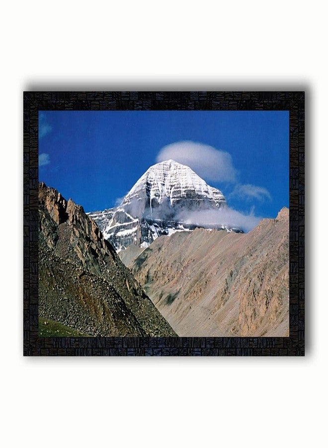 PNF Kailash Mansarovar with Wooden Synthetic Frame Painting (13.5x19 inch, Multicolour) - Image 1