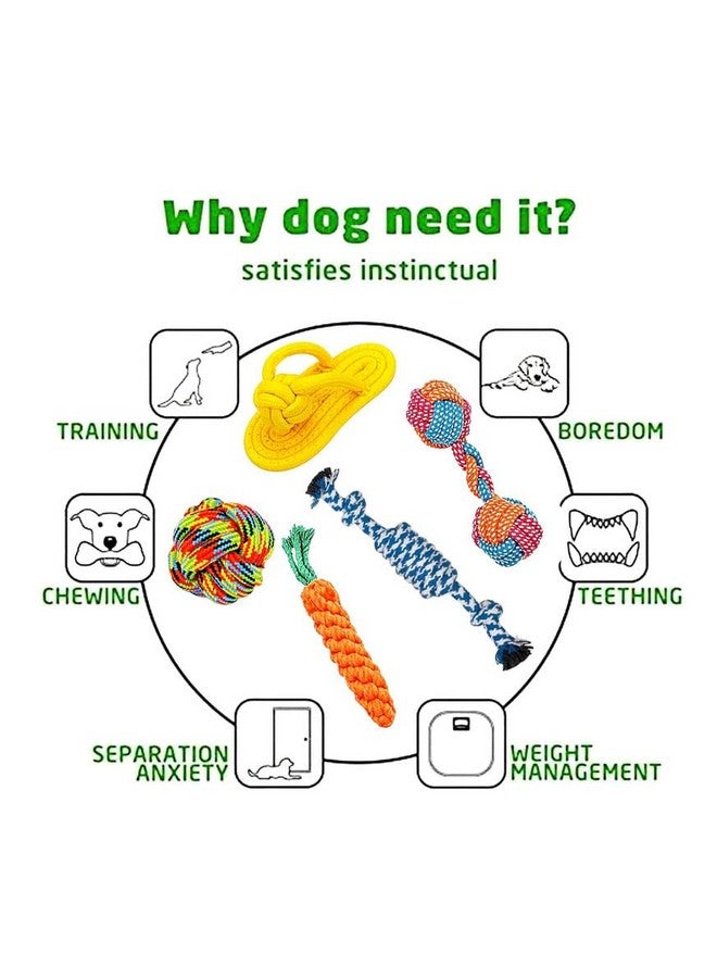 بت 5 قطع من ألعاب المضغ لتدريب الكلاب على التسنين، لعبة تفاعلية للحيوانات الأليفة، ألعاب حبل للكلاب الصغيرة، مفيدة للصحة العقلية للكلاب، تنظيف الأسنان، - Image 4