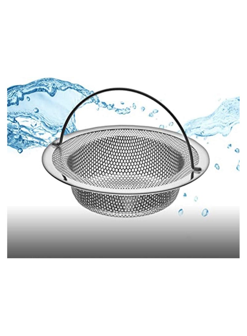 2 Pack - 4.5" Top / 3" Basket - Kitchen Sink Drain Strainer Stainless Steel Large Basket Food Catcher with Handle. Fast Flow and Effective 2/16" Holes  - Image 4