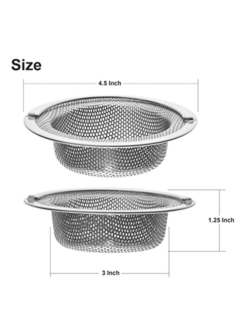 2 Pack - 4.5" Top / 3" Basket - Kitchen Sink Drain Strainer Stainless Steel Large Basket Food Catcher with Handle. Fast Flow and Effective 2/16" Holes  - Image 5