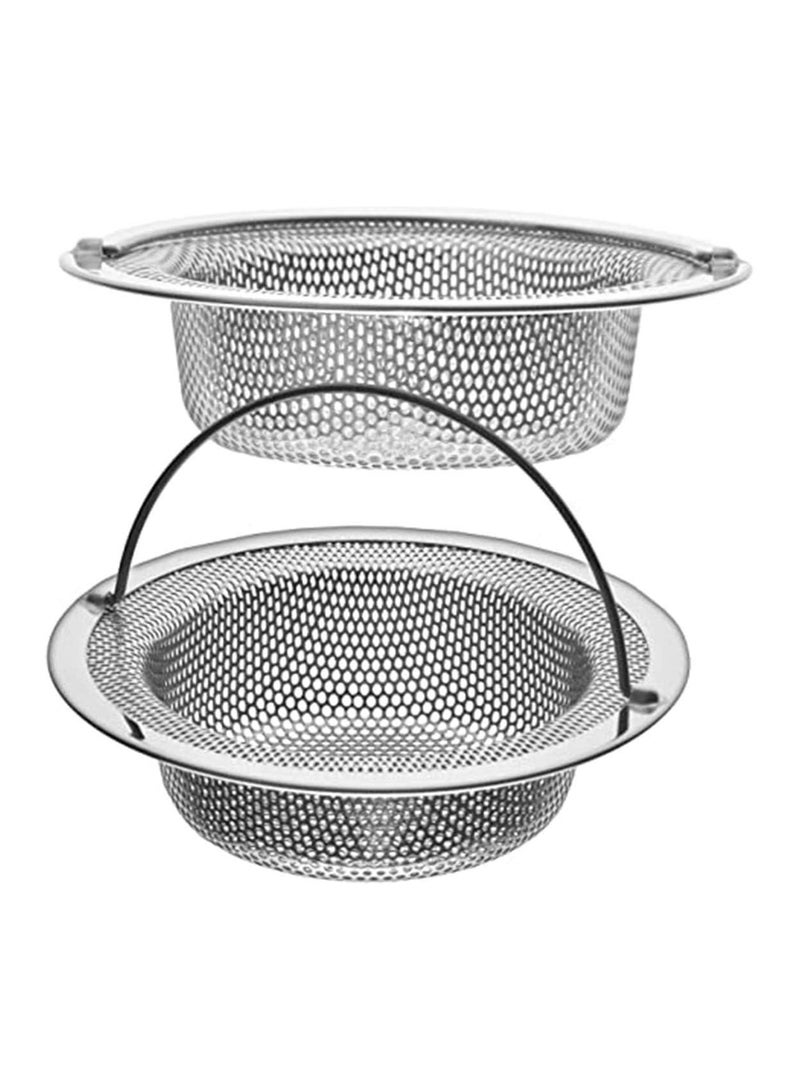 2 Pack - 4.5" Top / 3" Basket - Kitchen Sink Drain Strainer Stainless Steel Large Basket Food Catcher with Handle. Fast Flow and Effective 2/16" Holes  - Image 1