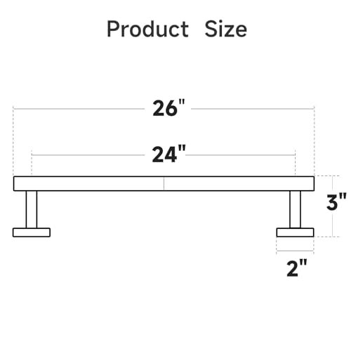USHOWER Brushed Nickel Towel Bar, 24-Inch Towel Rack for Bathroom Wall Mounted, Thicken SUS304 Stainless Steel Towel Rod Modern Home Decor (Total Length 26-Inch) - Image 2