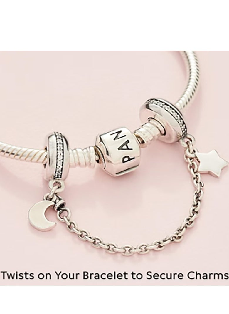 Pandora Violet Sterling Silver Jewelry Half Moon and Star Bracelet  - Image 4