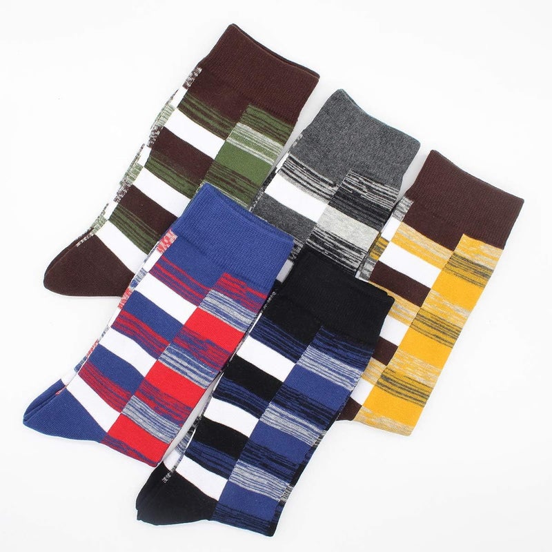 TOEJYJ Mens Fun Dress Socks, Pattern Funny Casual Socks Pack, Colorful Striped Cotton Novelty Socks Size 10-13 - Image 2
