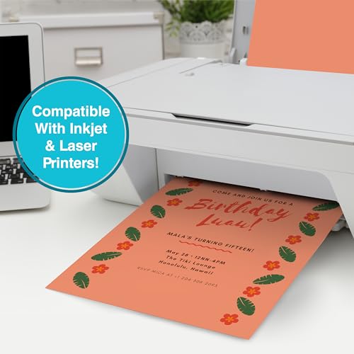 PrintWorks Tropical Cardstock 8.5" x 11" - 200 Sheets - 5 Assorted Fluorescent Colors - Ideal for School & Craft Projects - 65 lb/176 gsm & 110 lb/199 gsm - Made in the USA (00663) - Image 5