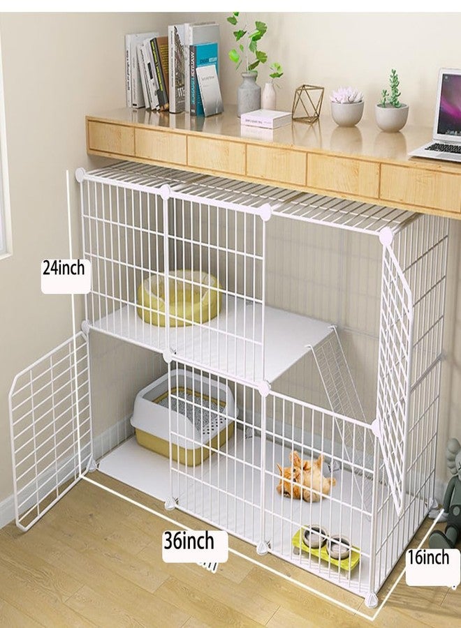 FDSDEFEN Cat Cage Indoor DIY Cat Playpen Detachable Metal Wire Kennels Indoor Cat Enclosures DIY Cat Playpen Metal Kennel (3/2-Tier) - Image 3