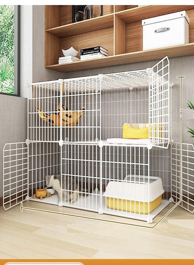 FDSDEFEN Cat Cage Indoor DIY Cat Playpen Detachable Metal Wire Kennels Indoor Cat Enclosures DIY Cat Playpen Metal Kennel (3/2-Tier) - Image 1